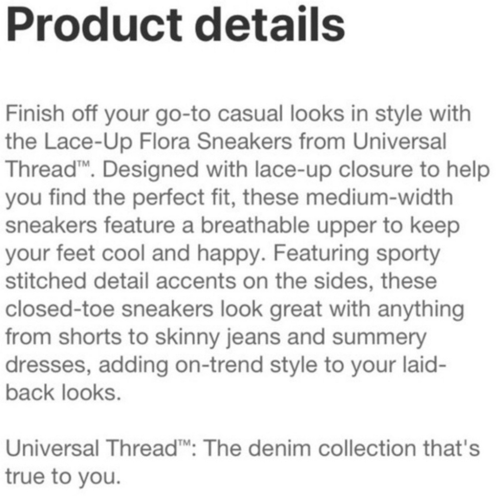 Universal Thread Flora lace up Trendy Sneakers White Blue Tan Memory Foam 8.5 - Picture 3 of 3